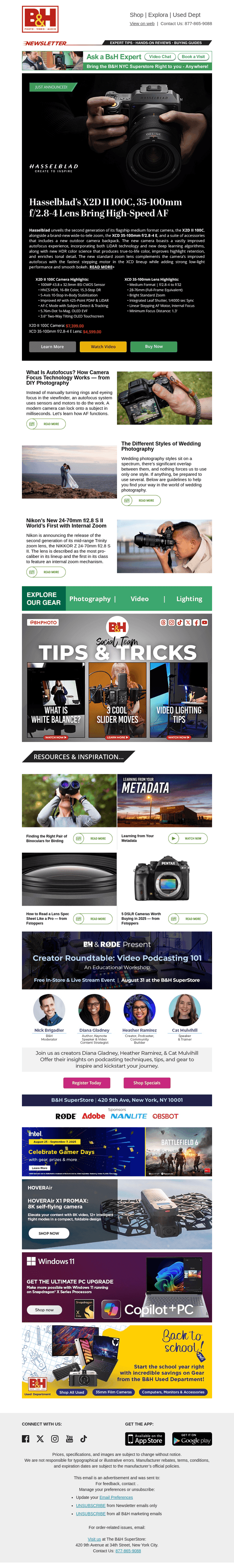 B&H Photo Video email from Tue, Aug 26, 2025