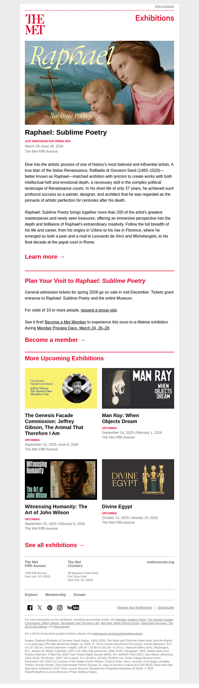 The Metropolitan Museum of Art email from Tue, Aug 26, 2025