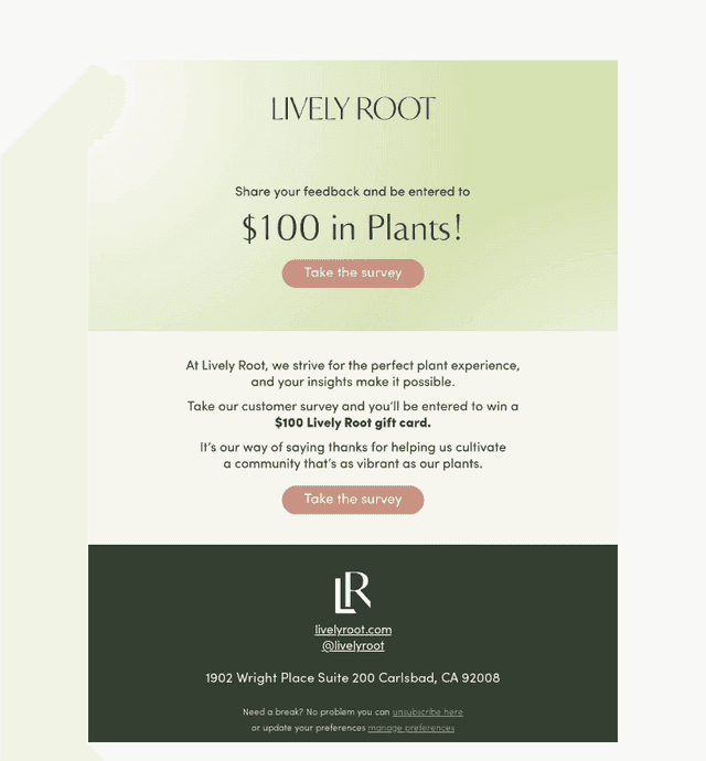 Your feedback = a chance at $100 🪴💳