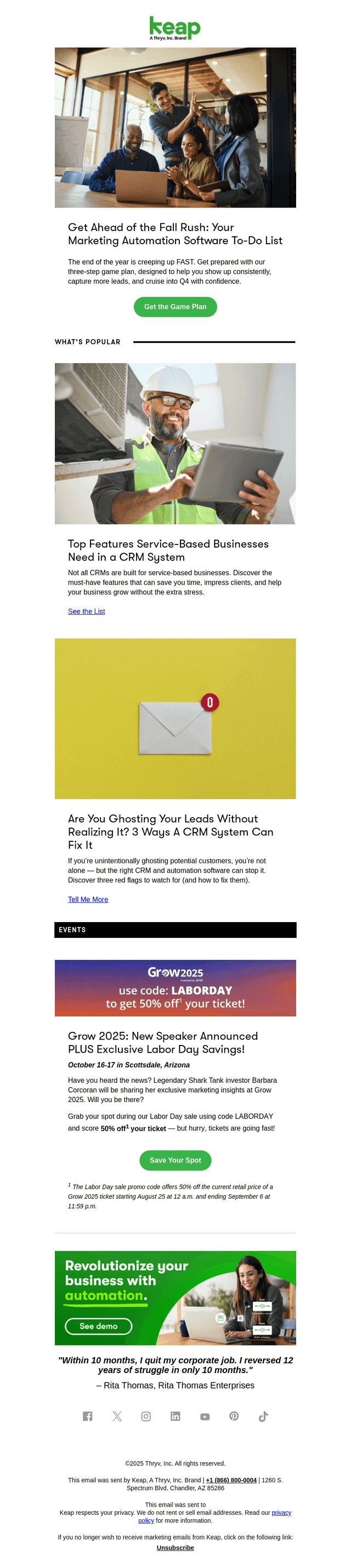 Keap email from Tue, Aug 26, 2025