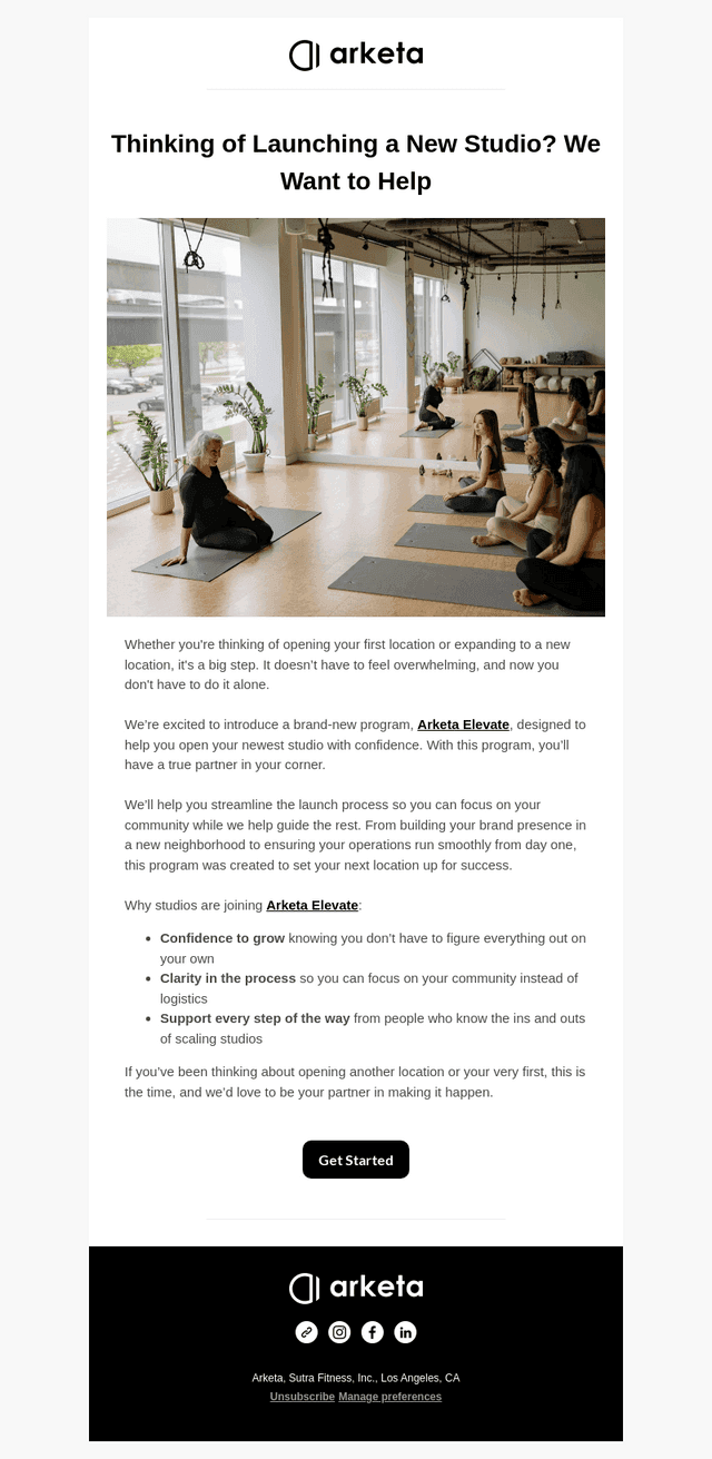 Introducing Arketa Elevate to help you launch your studio