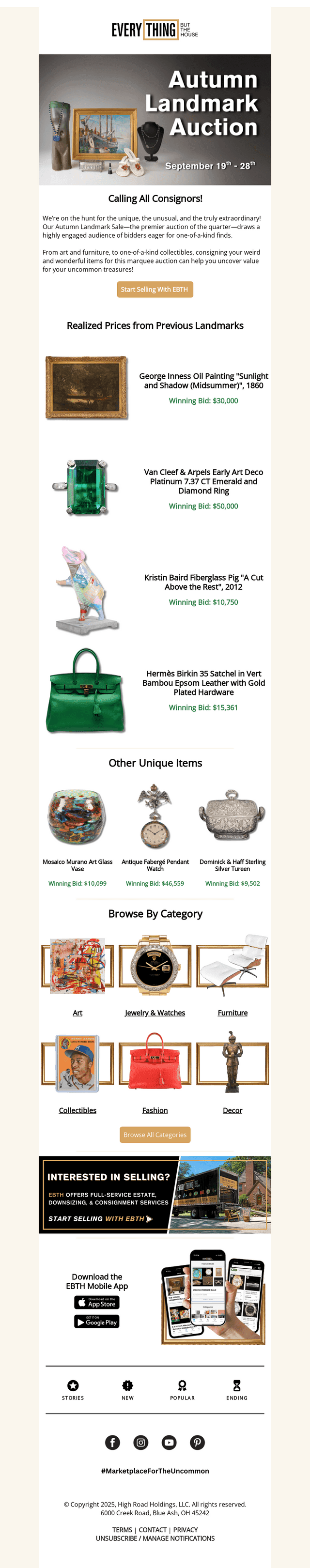 Everything But The House (EBTH) email from Tue, Aug 26, 2025
