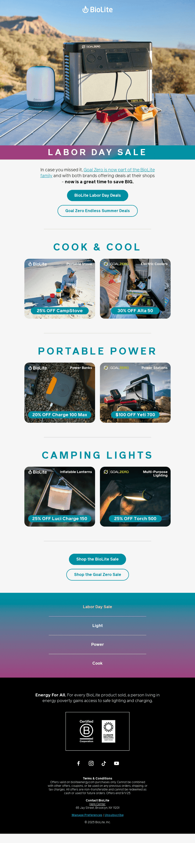 Save on BioLite - AND Goal Zero 🙌