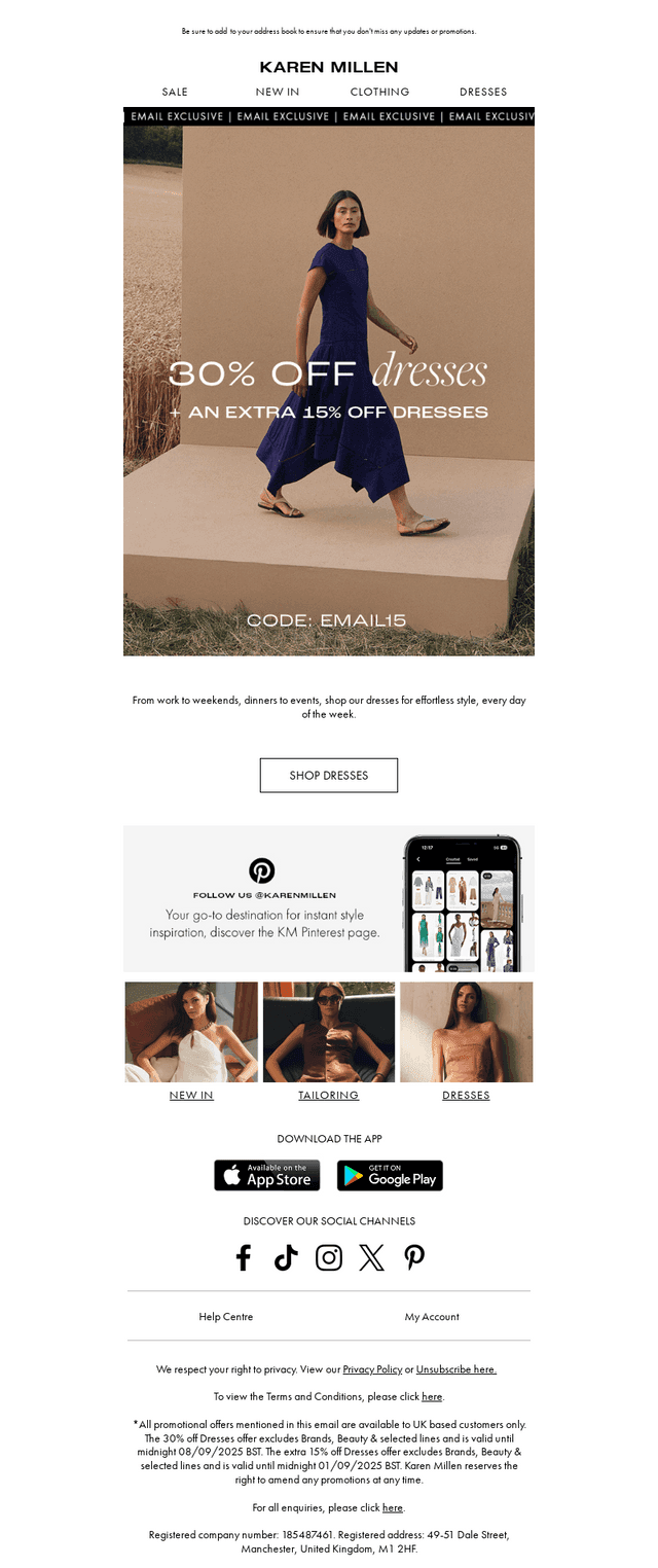 EMAIL EXCLUSIVE | Extra 15% off Dresses