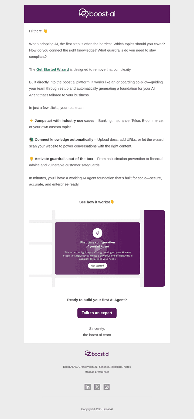 boost.ai email from Wed, Aug 27, 2025