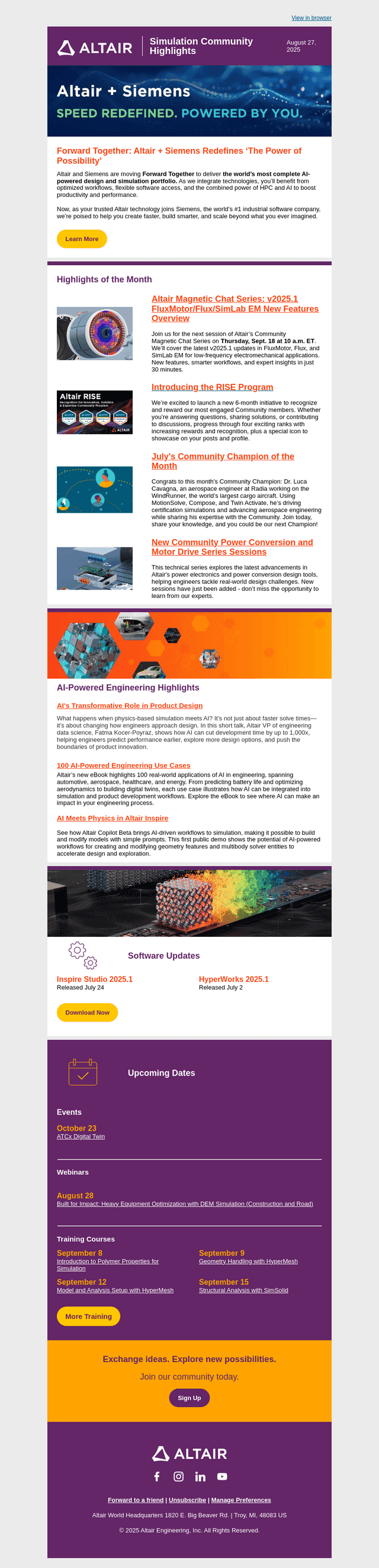 Altair Simulation Community Highlights: August 2025