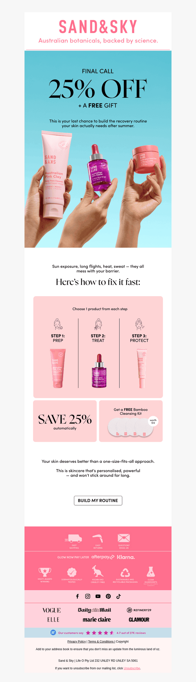 Final call: 25% off + your free gift