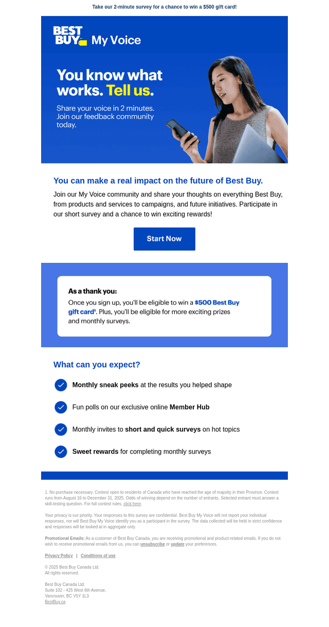 Best Buy Canada email from Wed, Aug 27, 2025