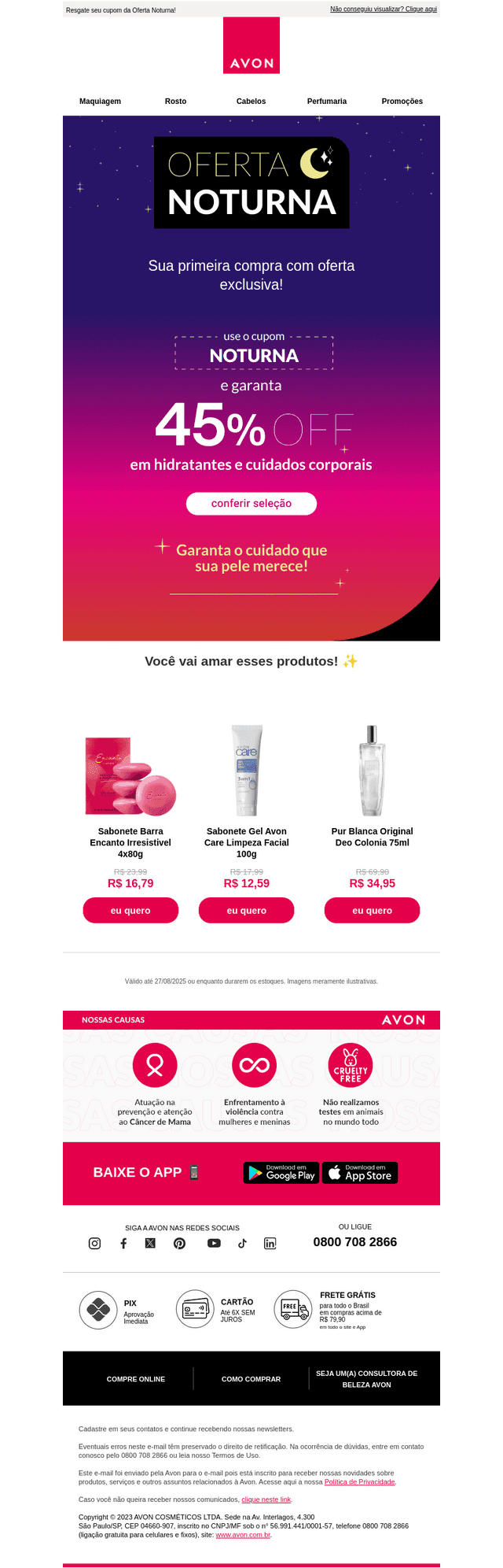 45%OFF na noite de autocuidado 🌟