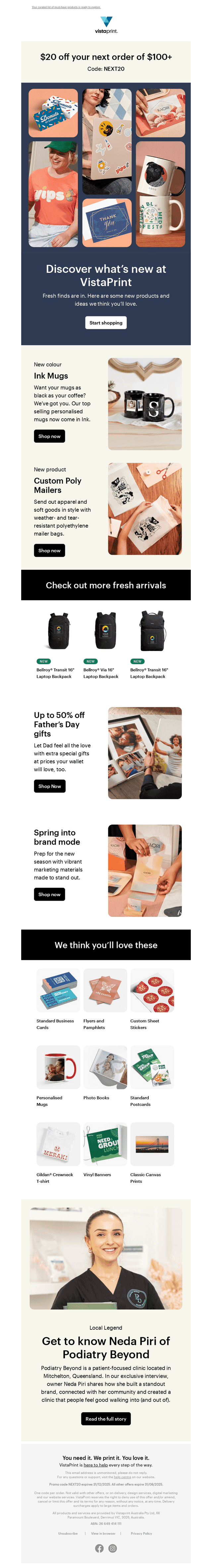 VistaPrint email from Thu, Aug 28, 2025