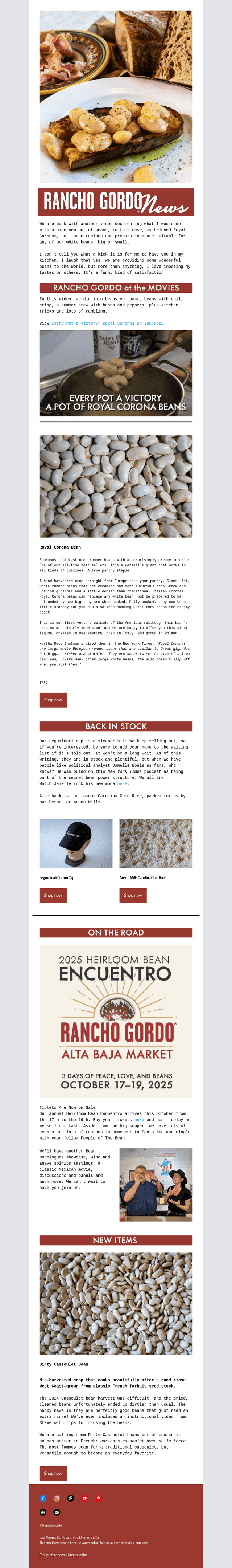 Rancho Gordo email from Thu, Aug 28, 2025