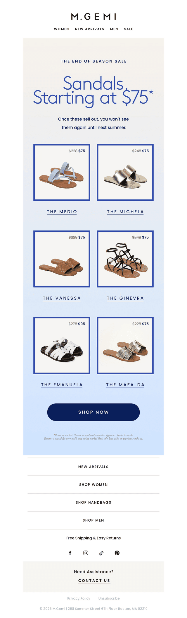 Last Call For Sandals Starting At $75