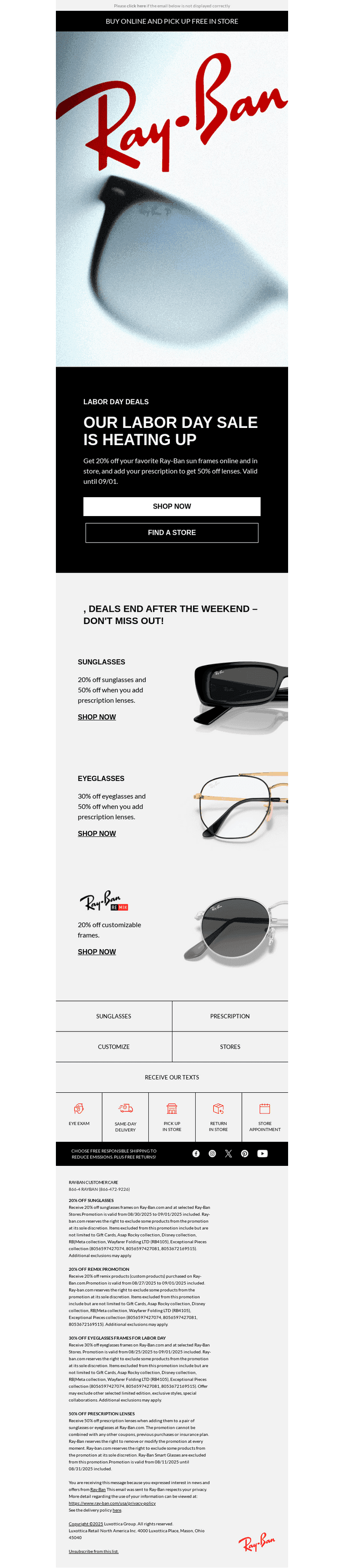 Sunglasses are now 20% off