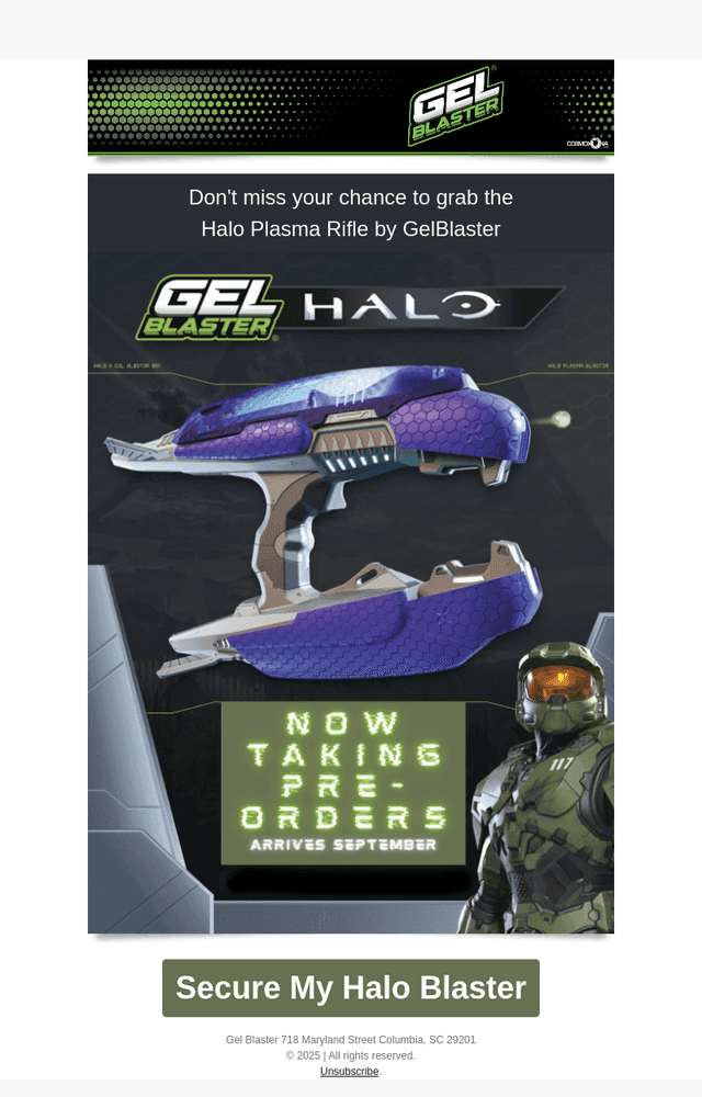 Gel Blaster email from Sat, Aug 30, 2025
