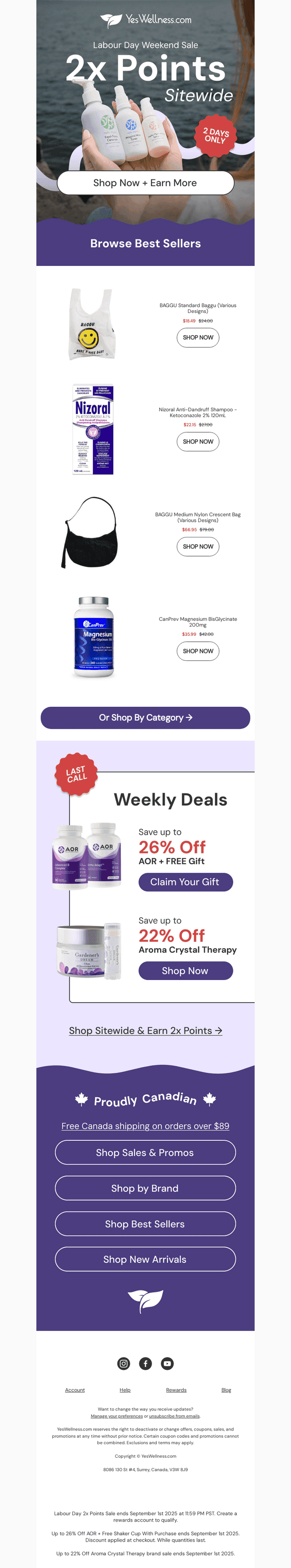 Labour Day 2x Points Weekend on NOW!