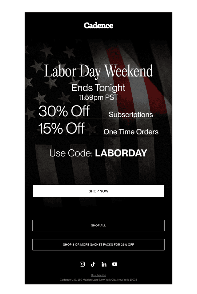 Labor Day Savings End Tonight