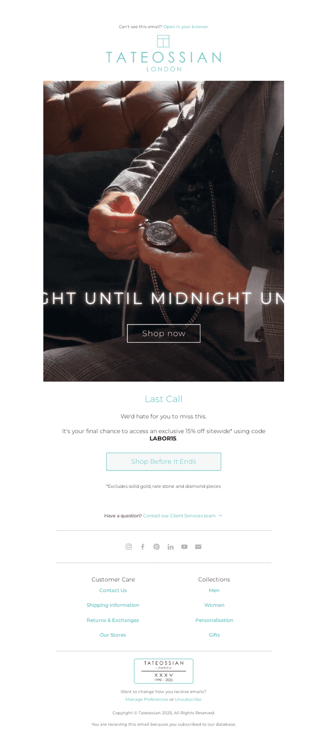 Last Call 🚨 15% OFF Ends at Midnight