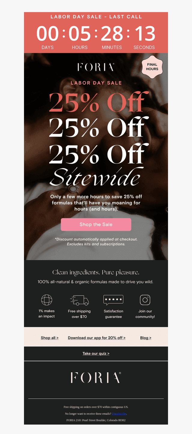 25% off ends at midnight