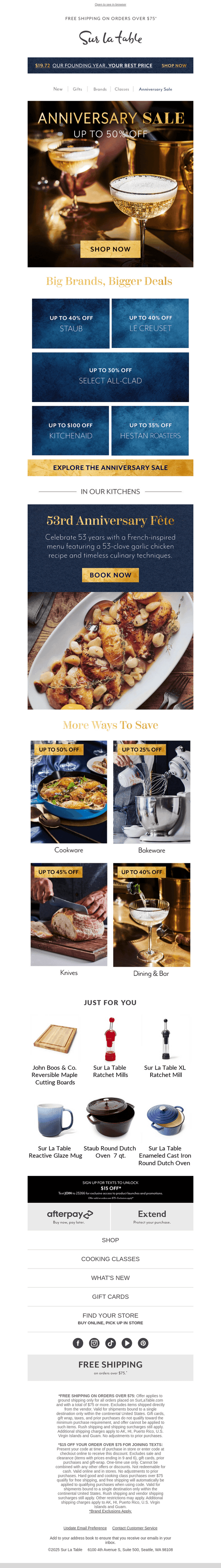 Sur La Table email from Tue, Sep 2, 2025