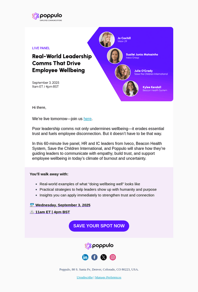 Live Panel Tomorrow: Leadership Comms That Boost Wellbeing