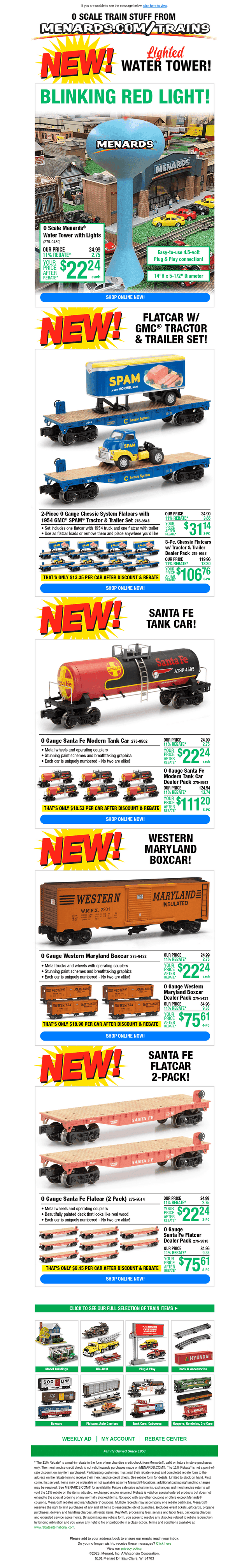 New! Water Tower, SPAM & Rolling Stock!