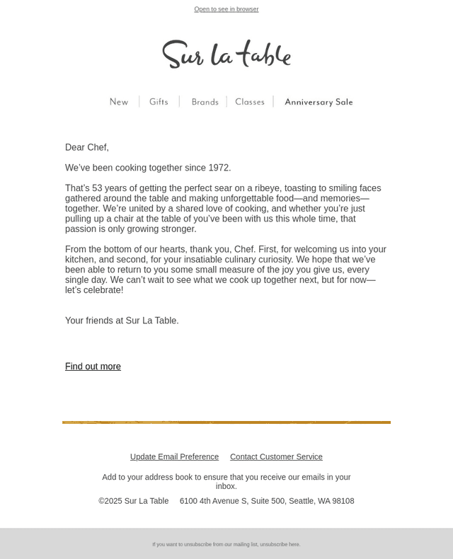 Sur La Table email from Tue, Sep 2, 2025