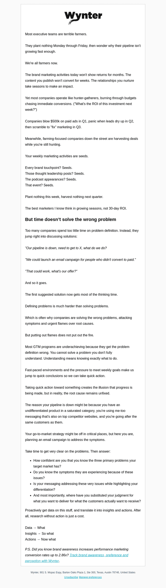 Quick fixes don’t fix growth [Wynter updates]