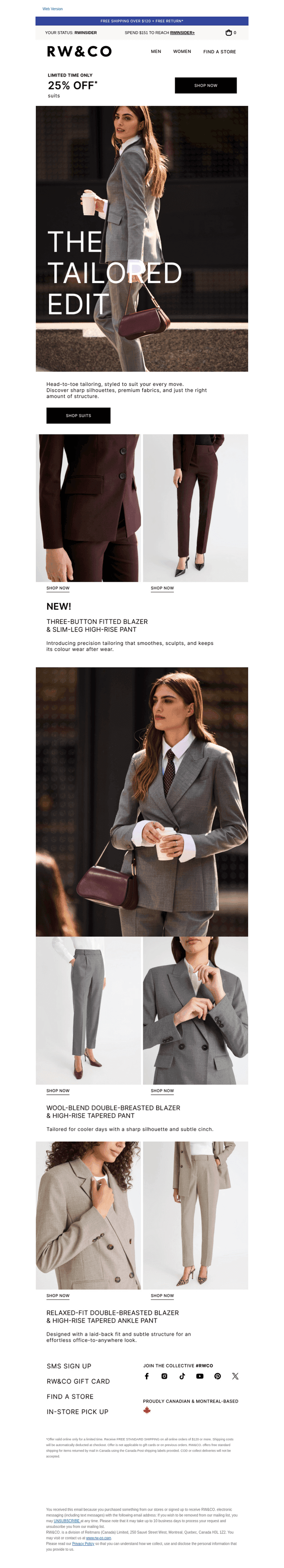 25% off suits tailored to perform