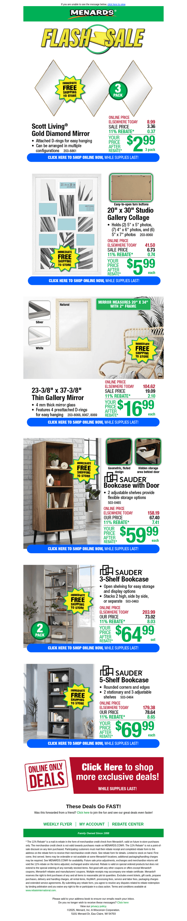 Sauder® 3-Shelf Bookcase 2-Pack ONLY $64.99 After Rebate*!
