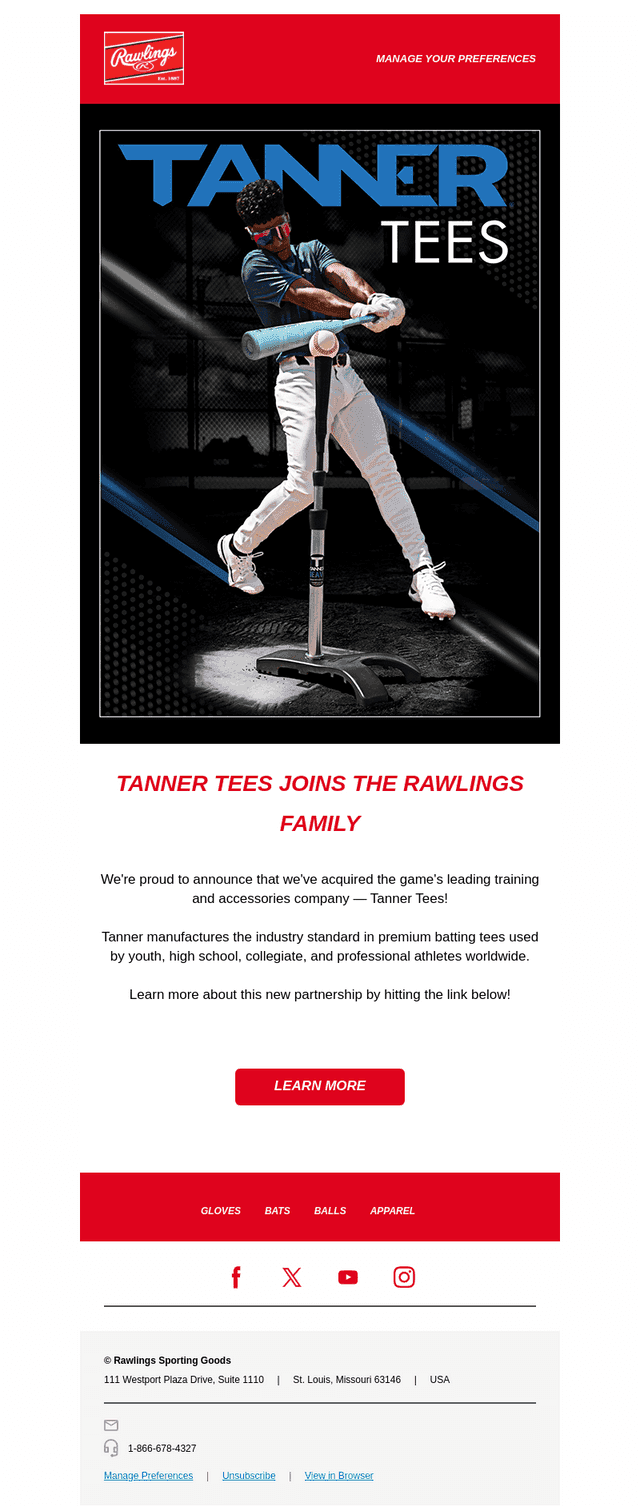 NEWS: Rawlings Acquires Tanner Tees