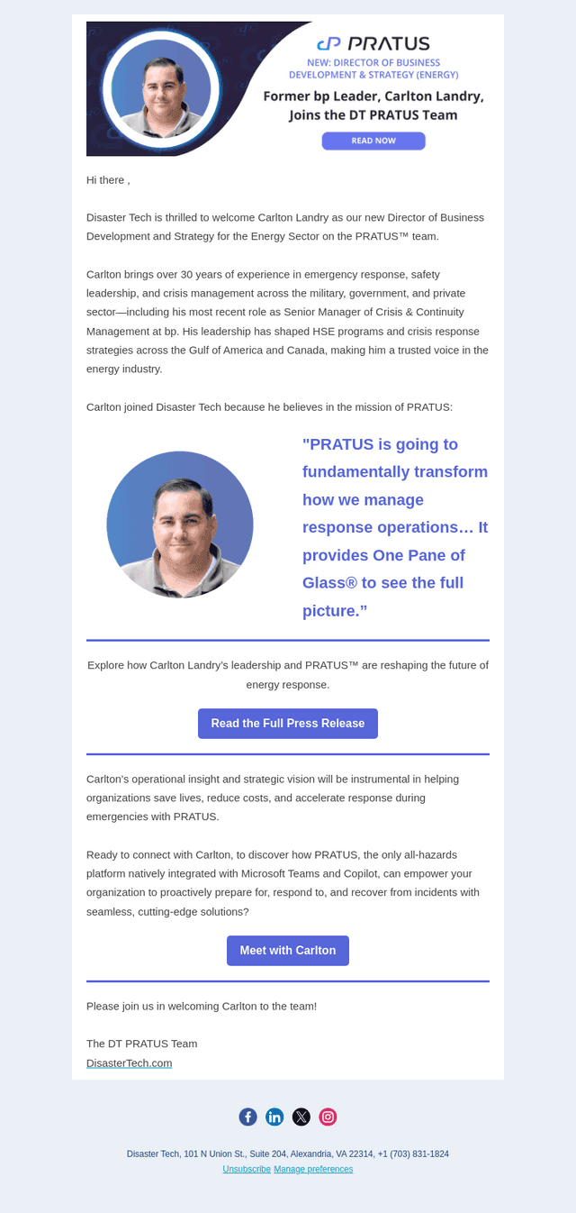 Carlton Landry Joins DT PRATUS Team