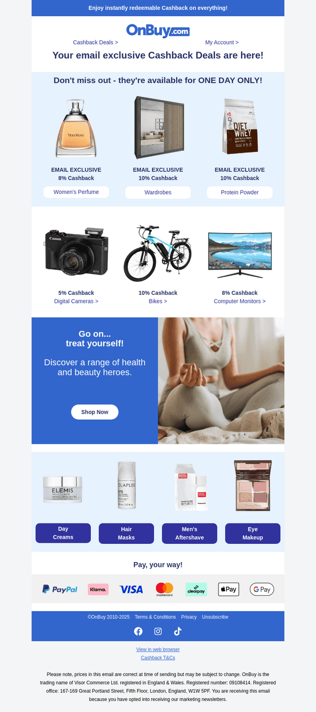 Treat Yourself, Plus Exclusive Cashback