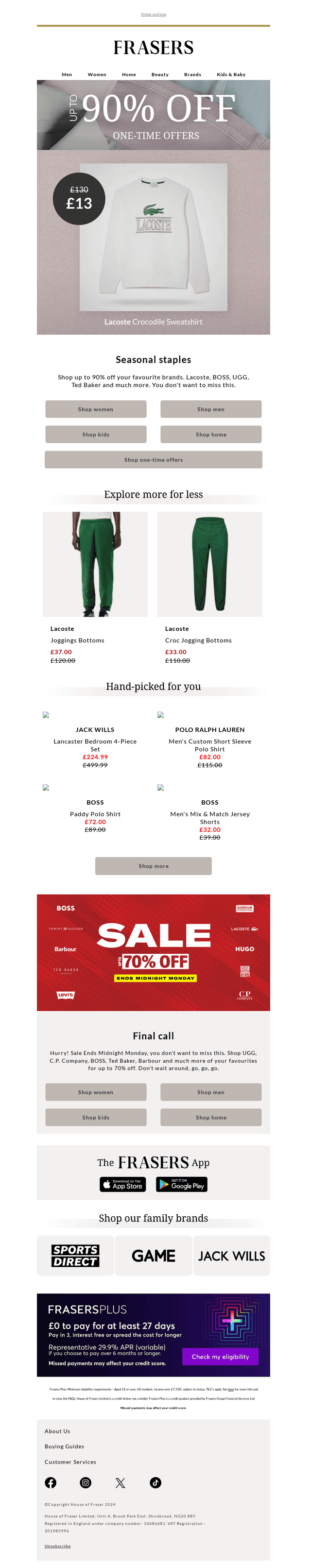 INSIDE: 90% off Lacoste