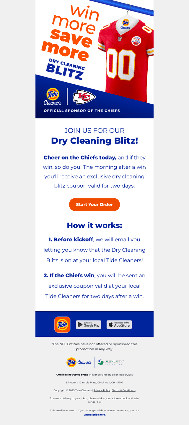 Join us for our Dry Cleaning Blitz! 🏈