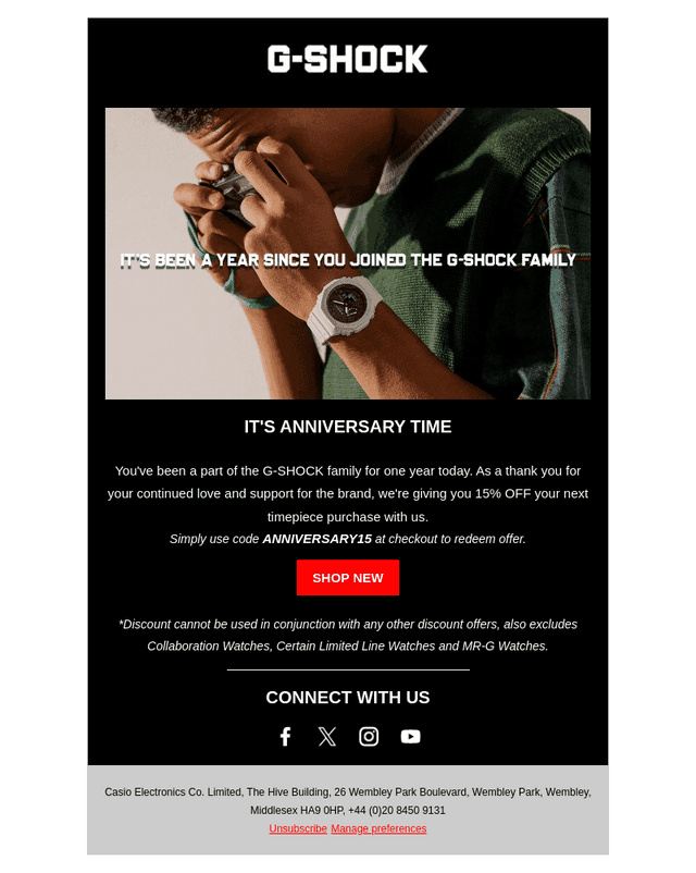 Casio email from Sat, Sep 6, 2025