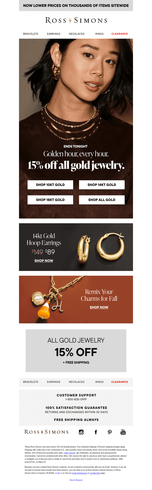 Last call for 15% off all gold!
