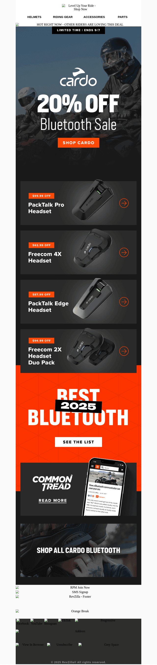 LAST CHANCE! 20% OFF Cardo Bluetooth Units