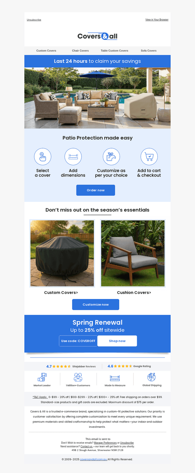 Still Time to Save—24 Hours Left on Spring Covers