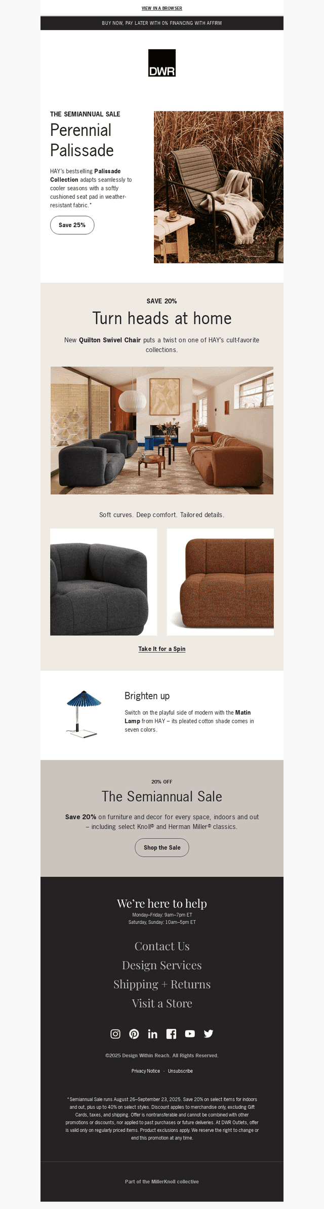 25% off select HAY collections, including Palissade