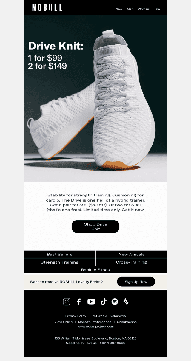 Drive Knit: 1 for $99. 2 for $149.