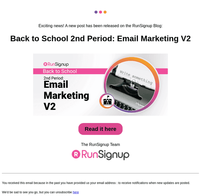 RunSignUp email from Tue, Sep 9, 2025