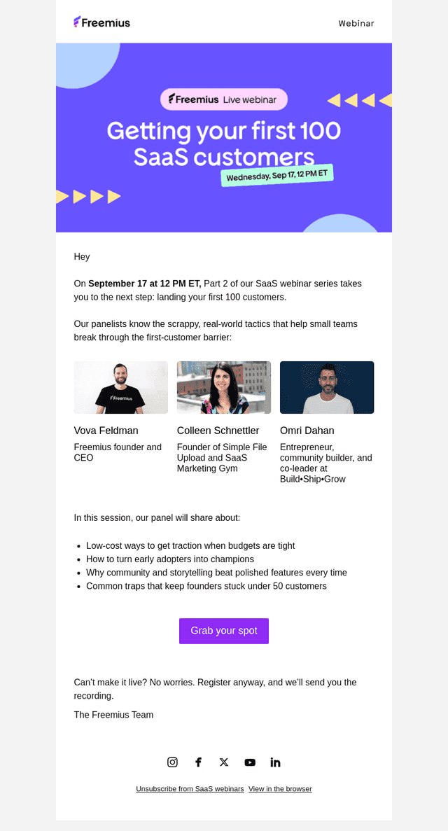 [LIVE WEBINAR] Getting your first 100 SaaS customers - practical tactics that work