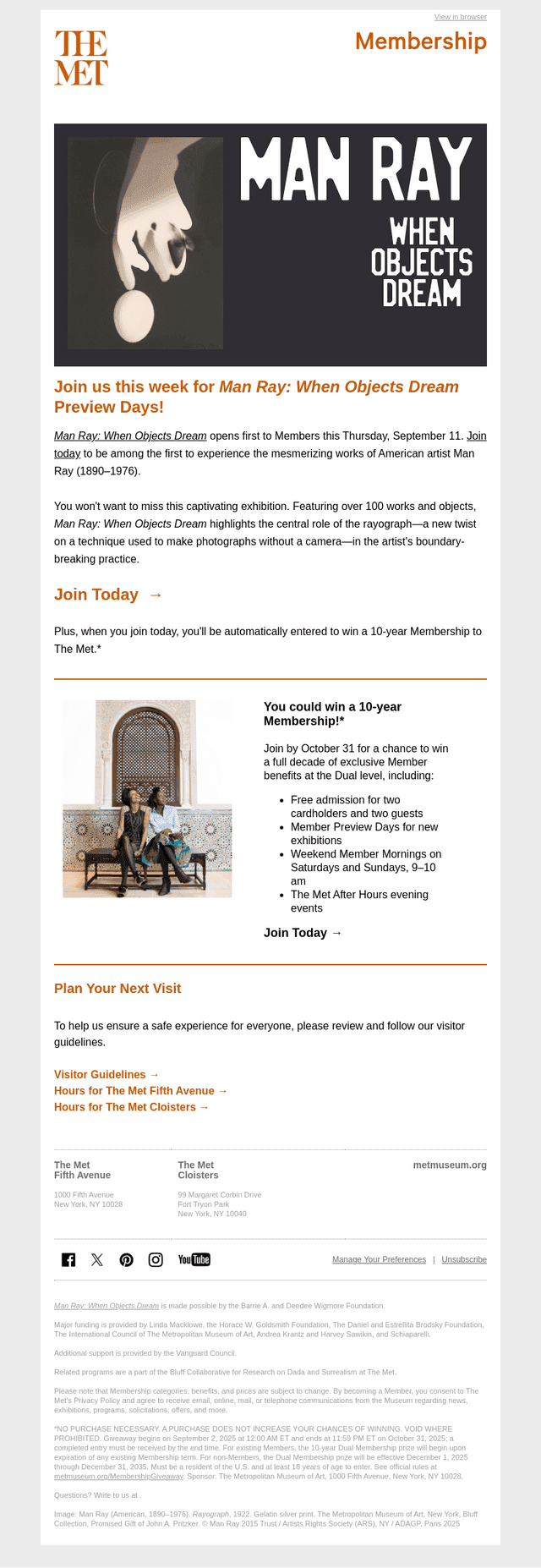 The Metropolitan Museum of Art email from Tue, Sep 9, 2025