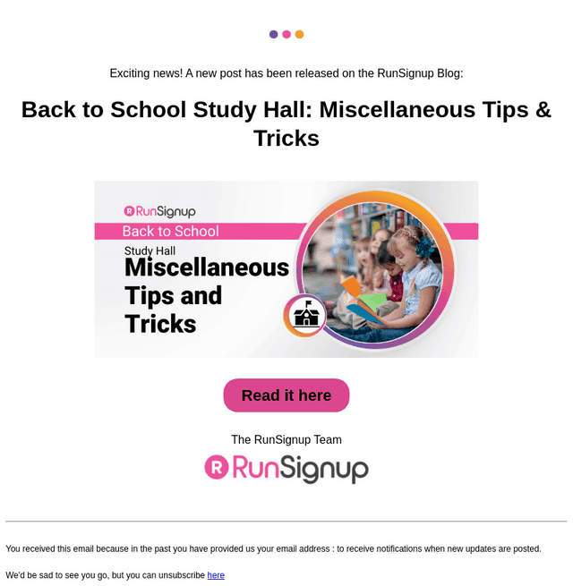 RunSignUp email from Wed, Sep 10, 2025