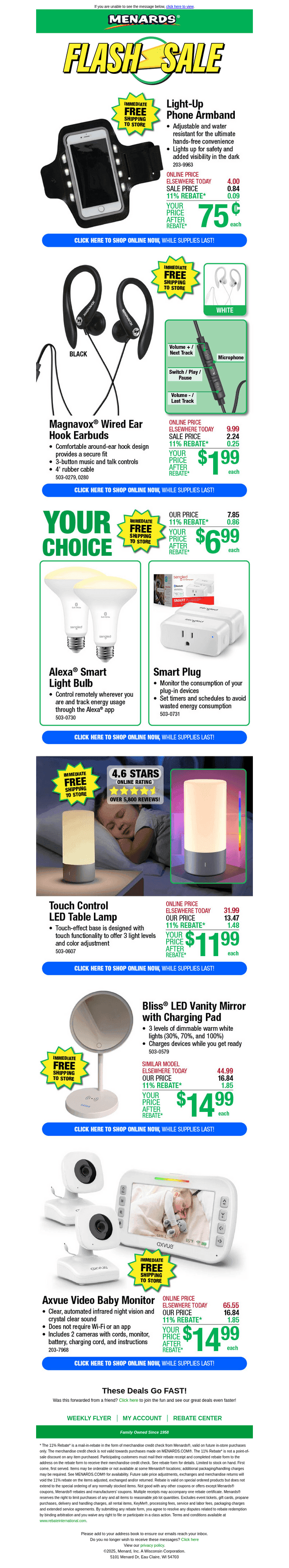 Menards email from Thu, Sep 11, 2025