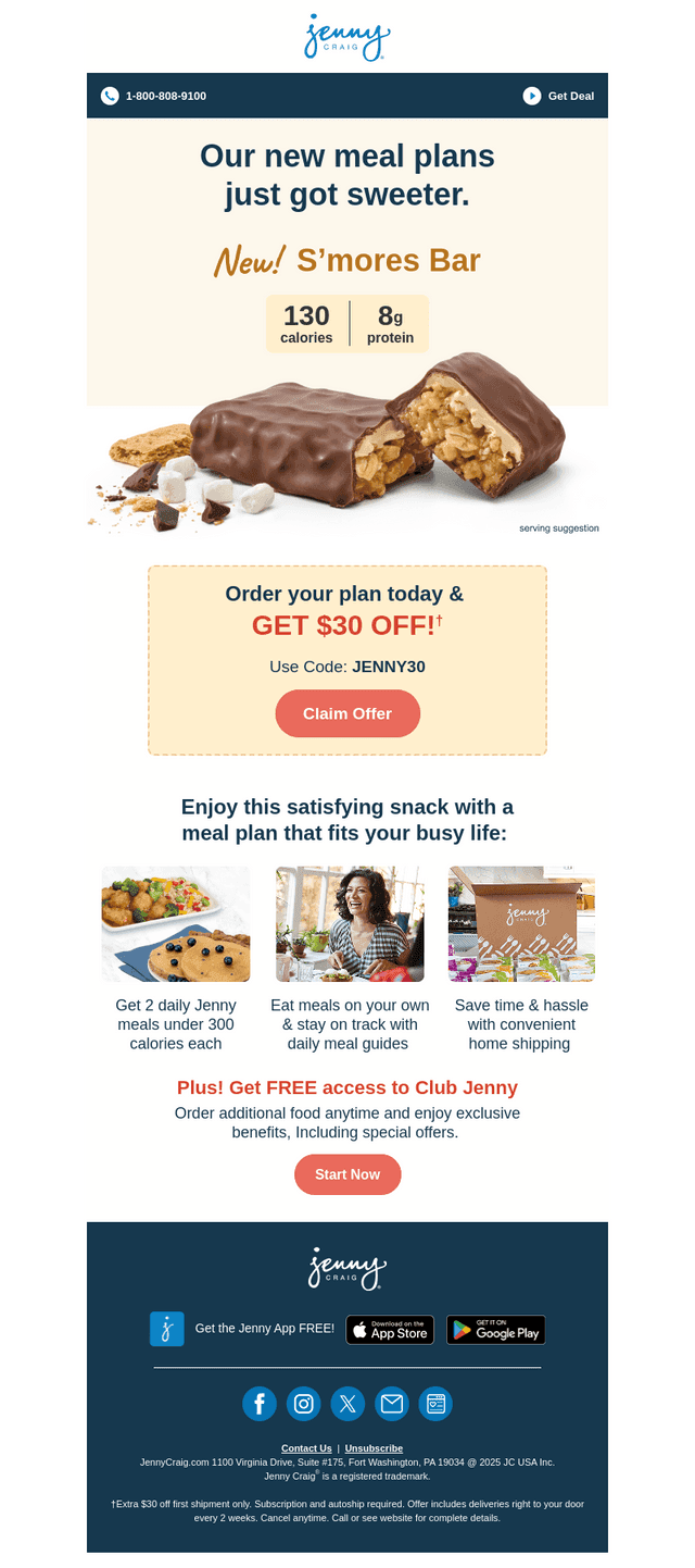 Save $30 on Meal Plans with Code: JENNY30
