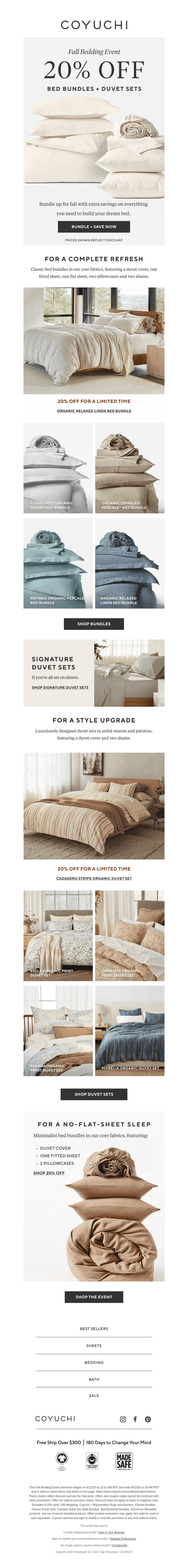 🍂 STARTS NOW: 20% Off Your Dream Fall Bed
