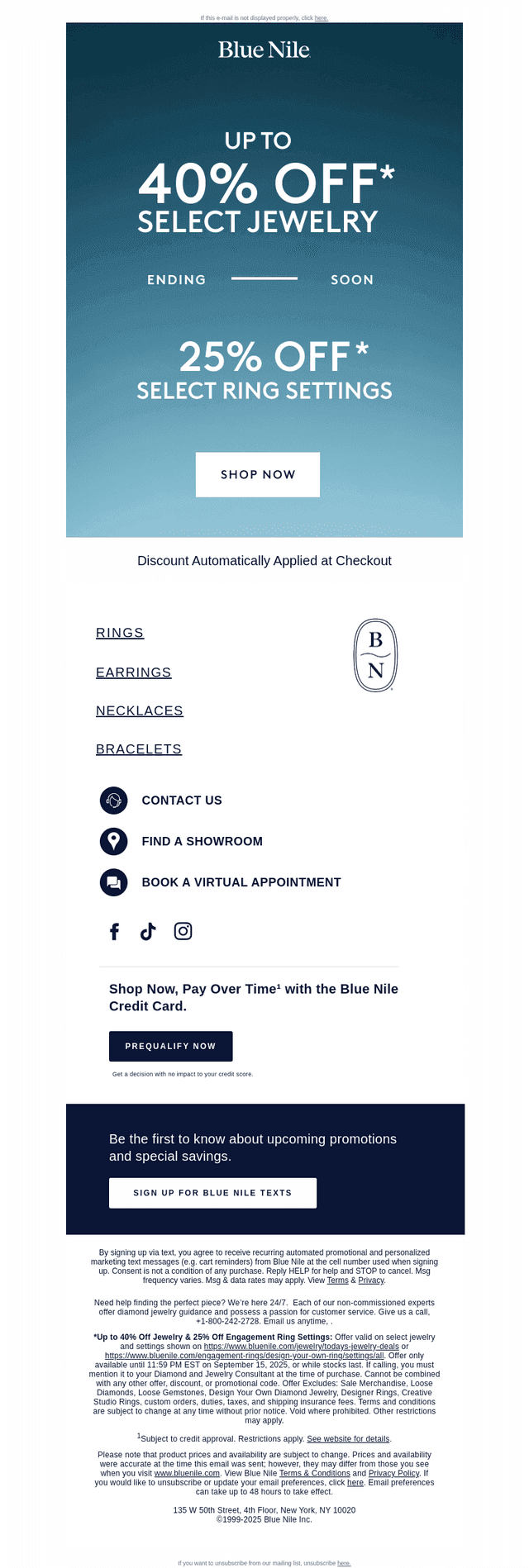 Blue Nile email from Fri, Sep 12, 2025