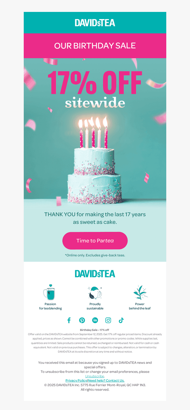 SITEWIDE SALE for our 17th