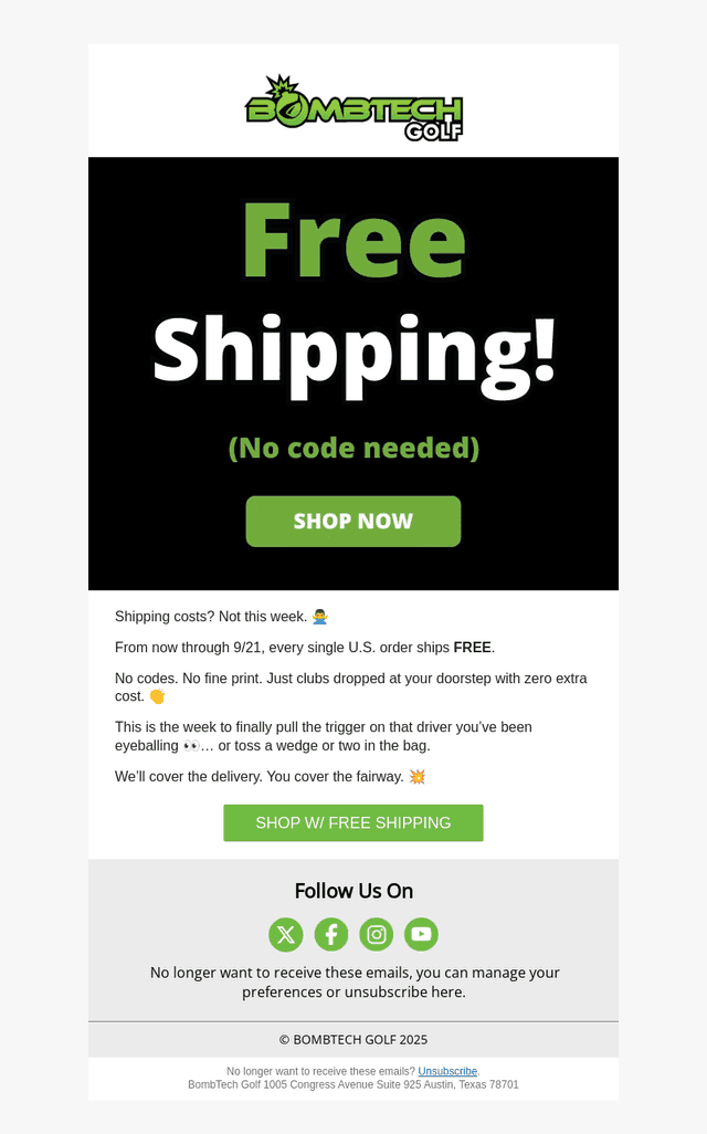 No Shipping Cost? Time to Pull the Pin!